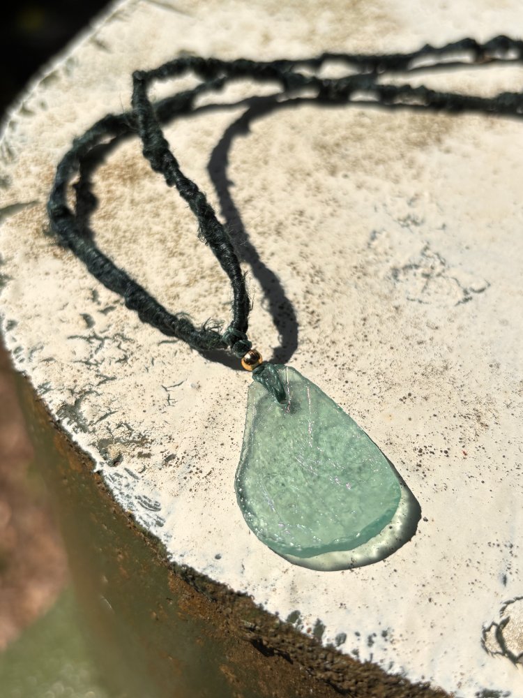 Roman Glass Hand-Knotted Plant-Dyed Necklace, handmade by Duoduoxiang