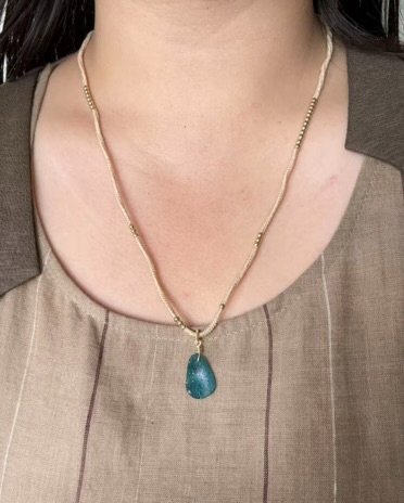 Minimalist Roman Glass Hand-Knotted Pendant
