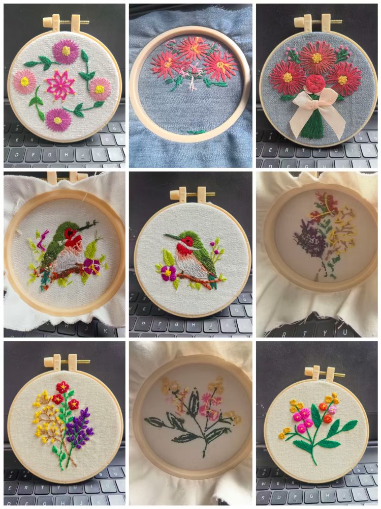 定制手工刺绣布片,多款花卉趣味图案,棉料材质,适合DIY改造、绷画装饰、服饰包包贴饰。手工制品存在细微差别